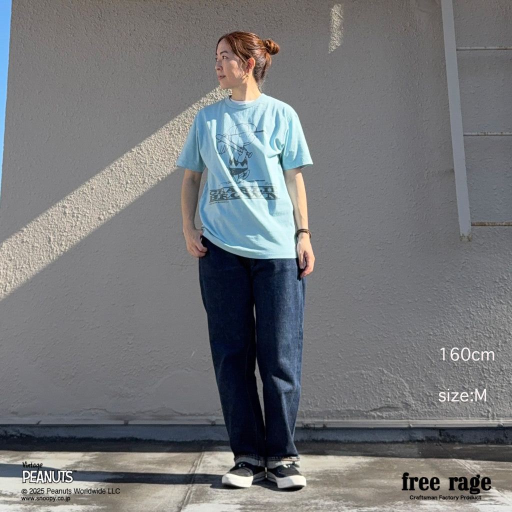 [予約受付中] PEANUTS×free rage  : Charlie Brown リサイクルコットン半袖Tシャツ