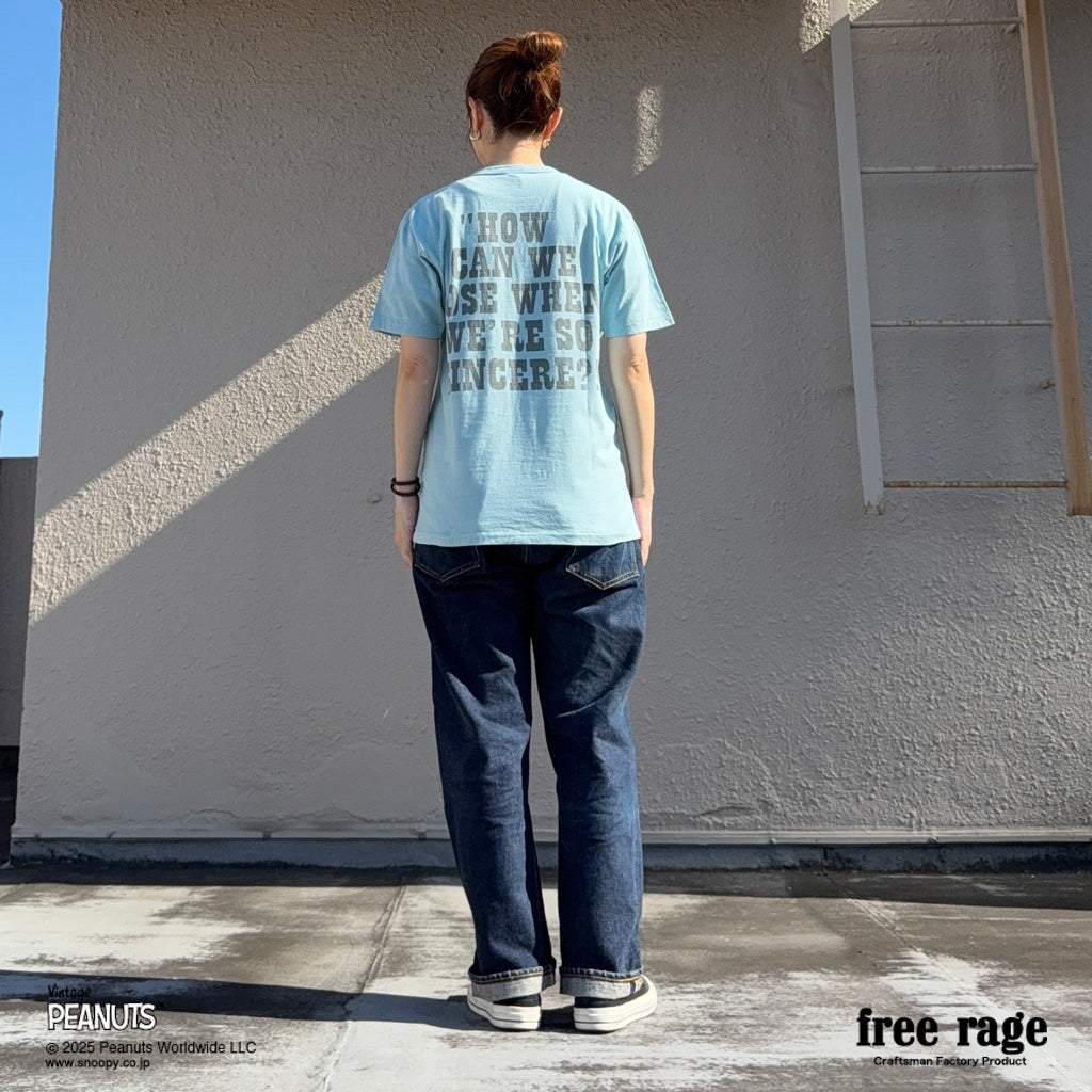 [予約受付中] PEANUTS×free rage  : Charlie Brown リサイクルコットン半袖Tシャツ