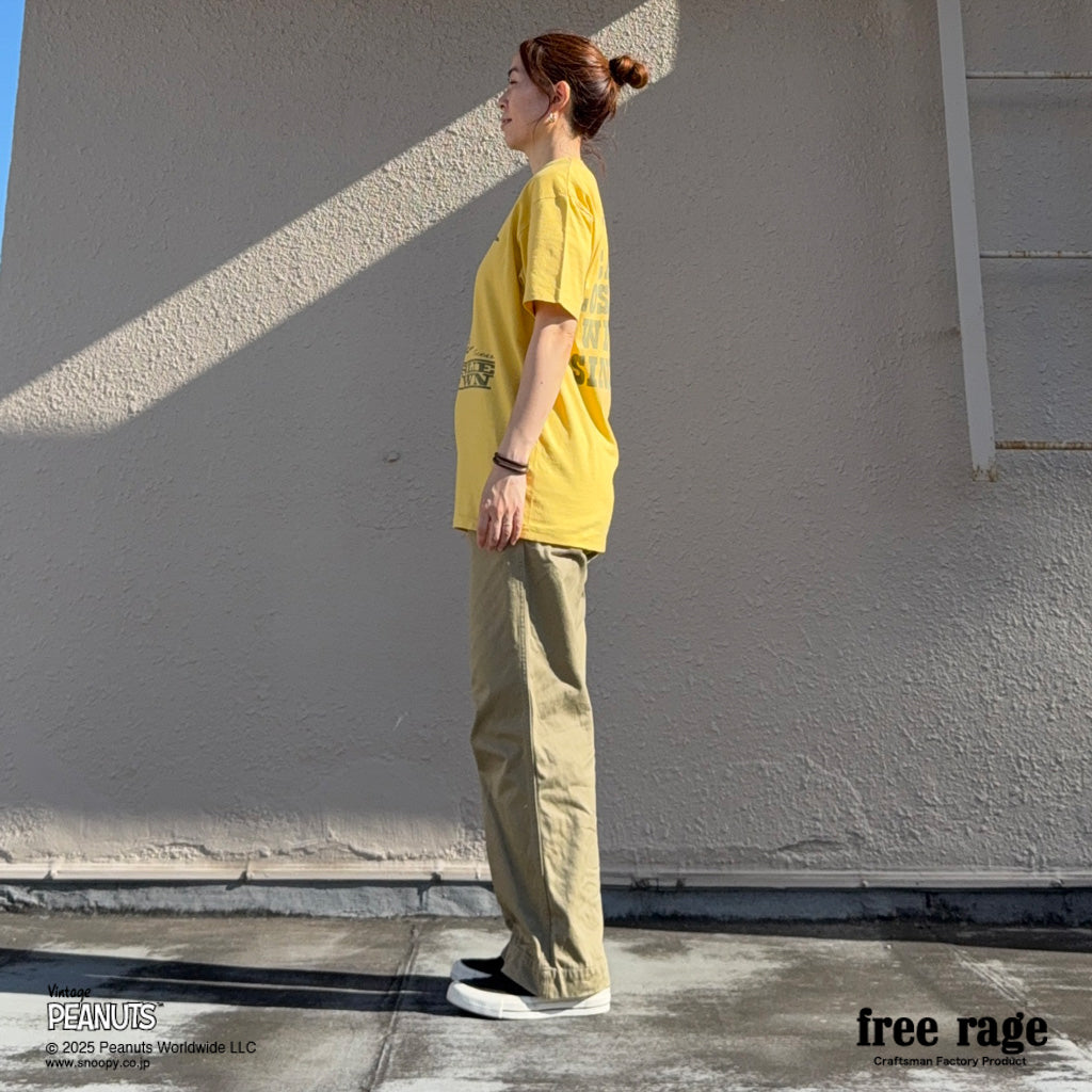 [予約受付中] PEANUTS×free rage  : Charlie Brown リサイクルコットン半袖Tシャツ
