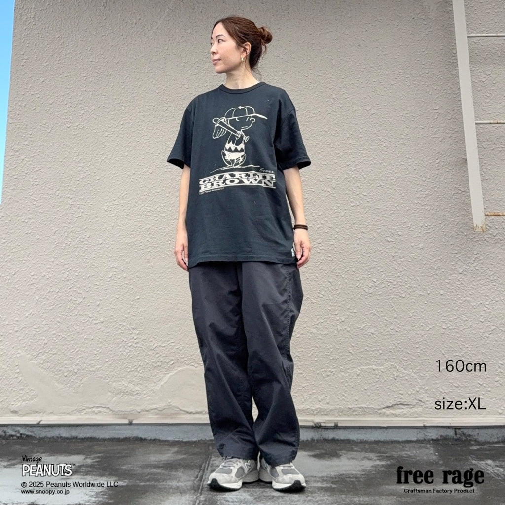 [予約受付中] PEANUTS×free rage  : Charlie Brown リサイクルコットン半袖Tシャツ