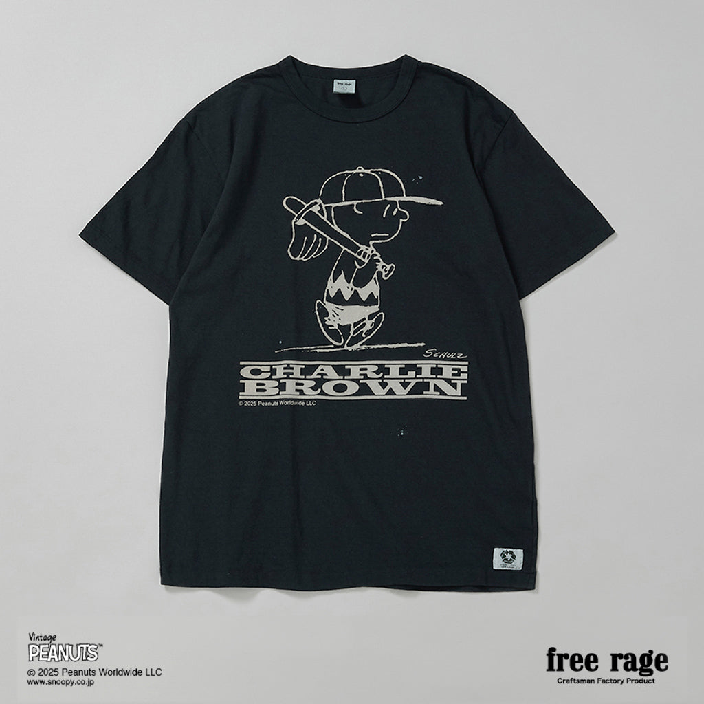[予約受付中] PEANUTS×free rage  : Charlie Brown リサイクルコットン半袖Tシャツ