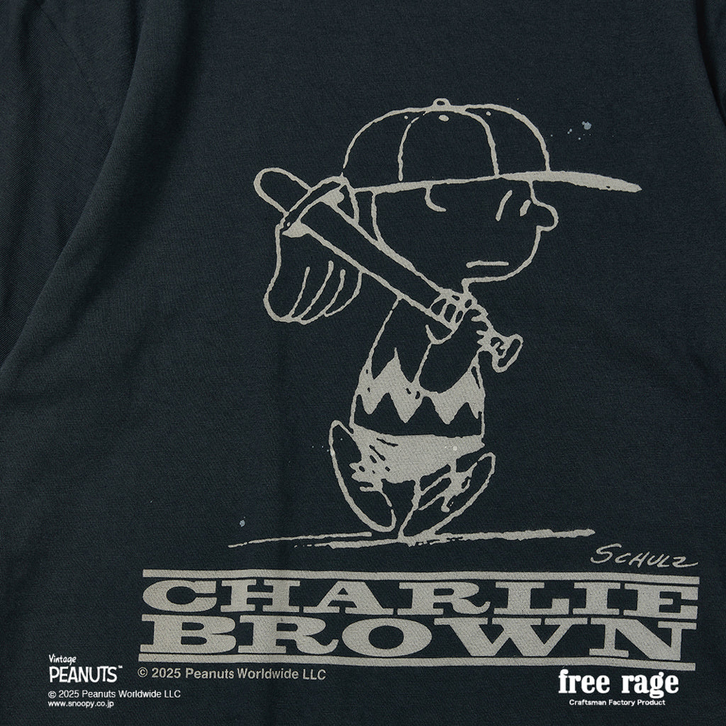 [予約受付中] PEANUTS×free rage  : Charlie Brown リサイクルコットン半袖Tシャツ