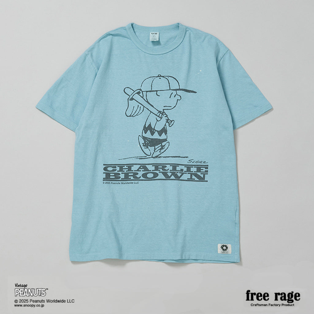 [予約受付中] PEANUTS×free rage  : Charlie Brown リサイクルコットン半袖Tシャツ