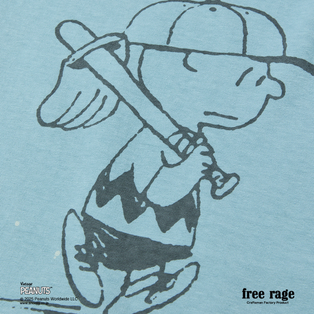 [予約受付中] PEANUTS×free rage  : Charlie Brown リサイクルコットン半袖Tシャツ