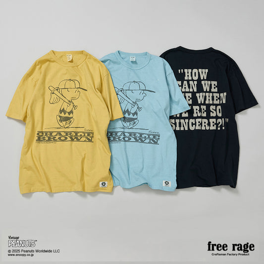 PEANUTS×free rage : Charlie Brown リサイクルコットン半袖Tシャツ