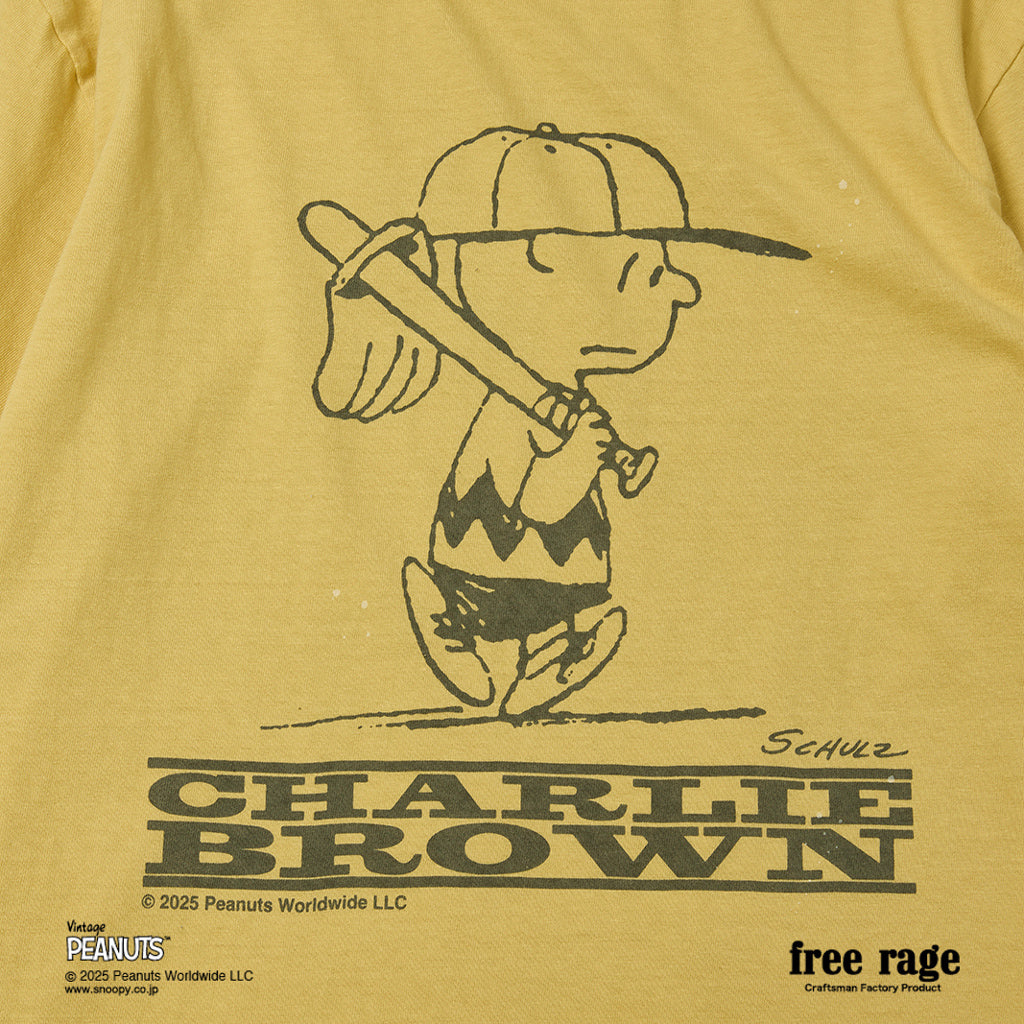 [予約受付中] PEANUTS×free rage  : Charlie Brown リサイクルコットン半袖Tシャツ