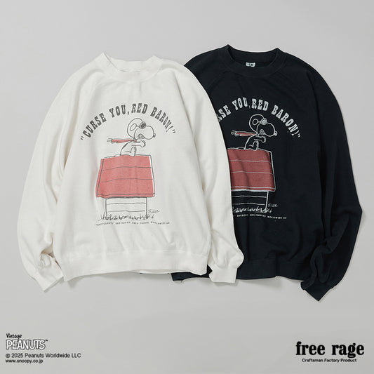 PEANUTS×free rage : FLYING ACE ラグランクルースウェット