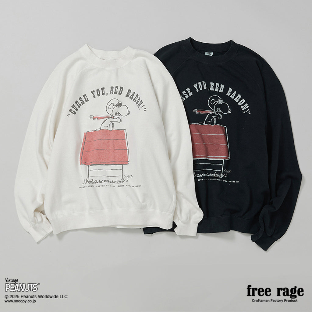 [予約受付中] PEANUTS×free rage  : FLYING ACE ラグランクルースウェット