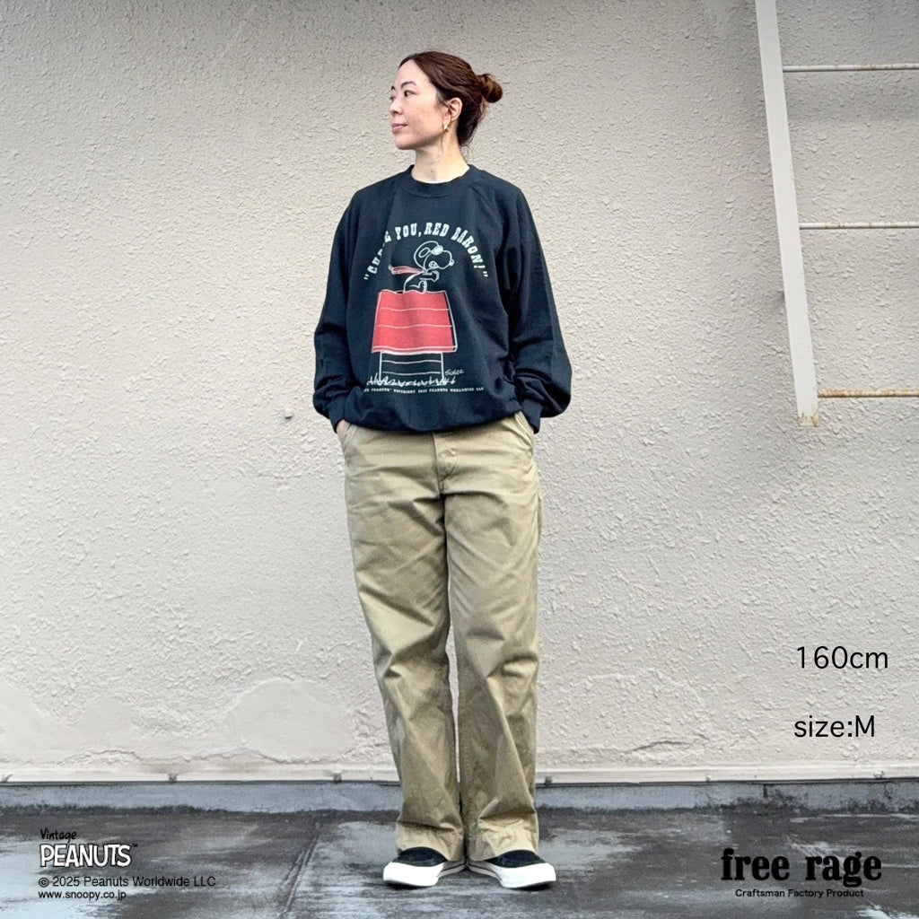 [予約受付中] PEANUTS×free rage  : FLYING ACE ラグランクルースウェット
