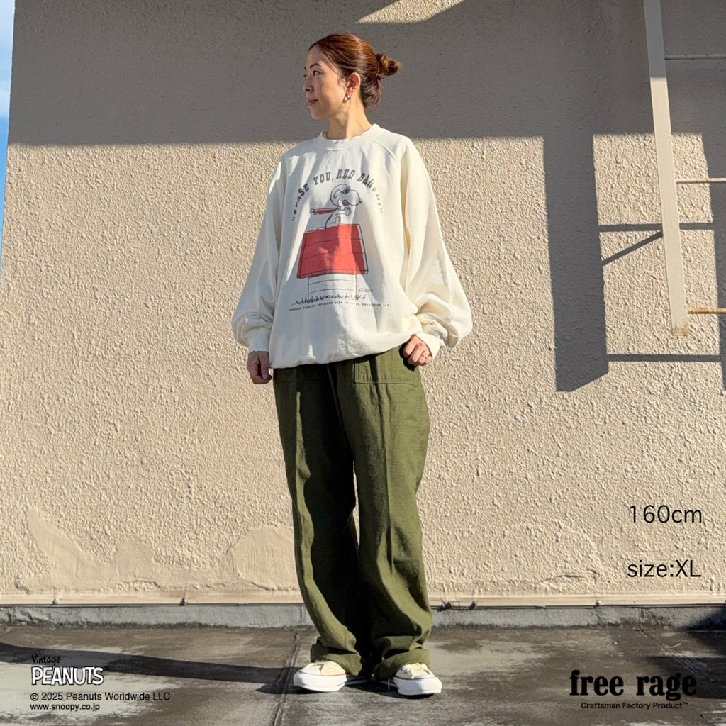 [予約受付中] PEANUTS×free rage  : FLYING ACE ラグランクルースウェット