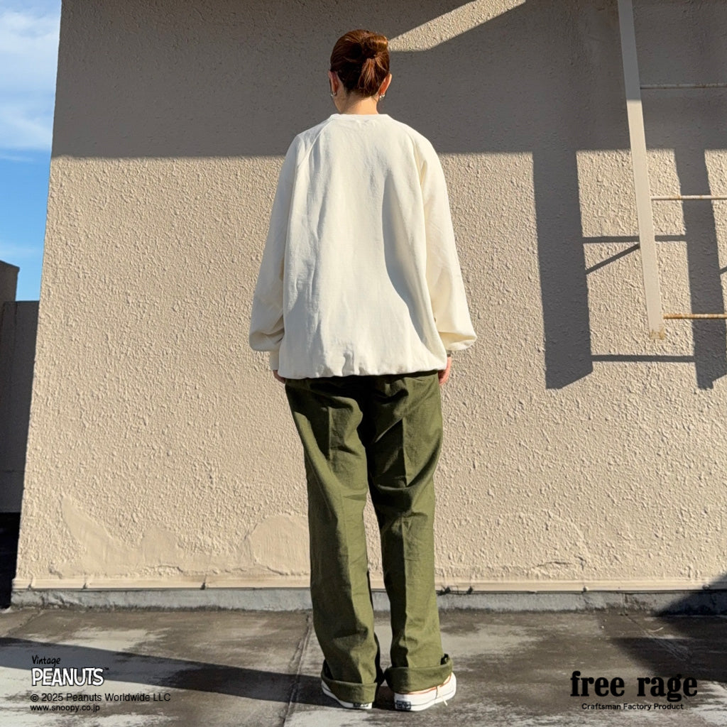 [予約受付中] PEANUTS×free rage  : FLYING ACE ラグランクルースウェット