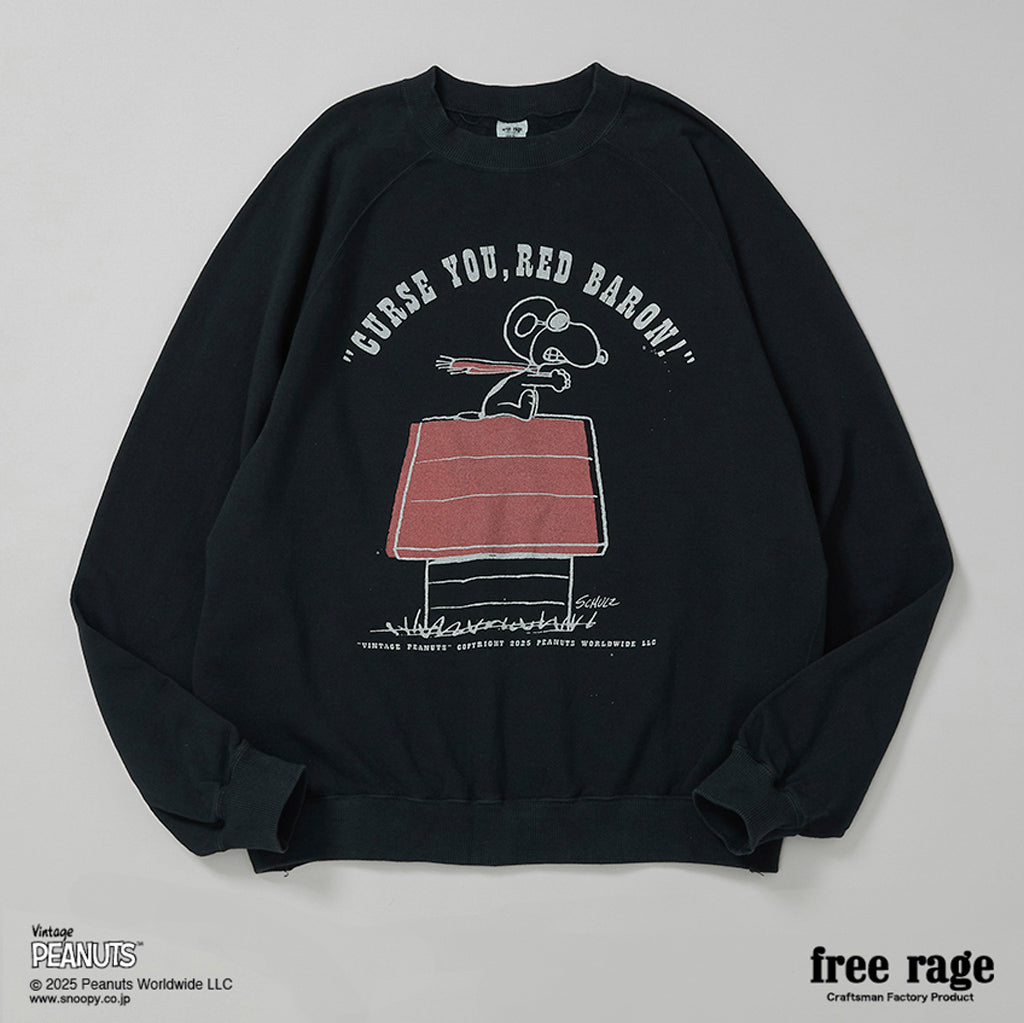 [予約受付中] PEANUTS×free rage  : FLYING ACE ラグランクルースウェット