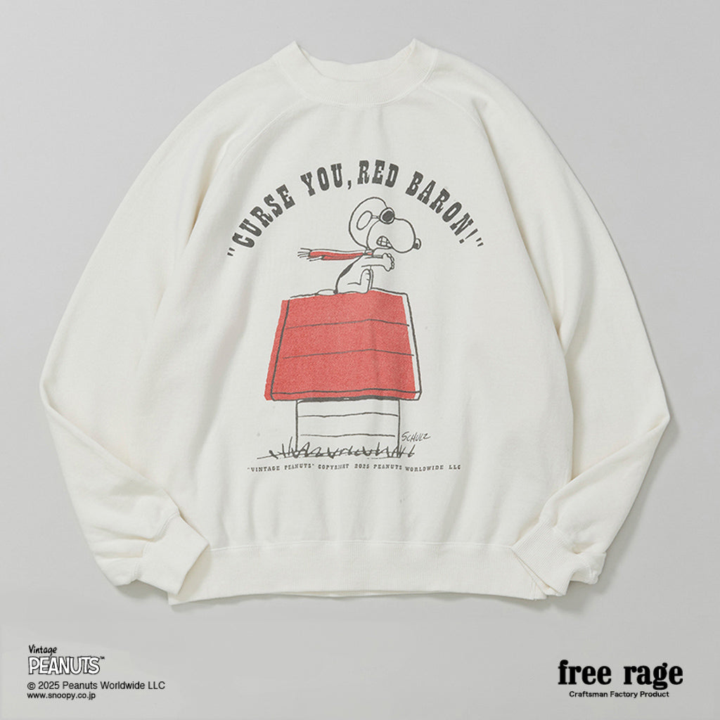 [予約受付中] PEANUTS×free rage  : FLYING ACE ラグランクルースウェット