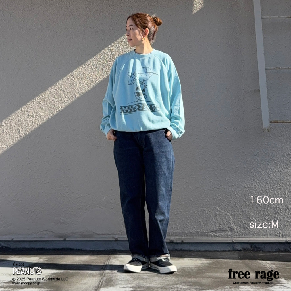 [予約受付中] PEANUTS×free rage  : Charlie Brown ラグランクルースウェット