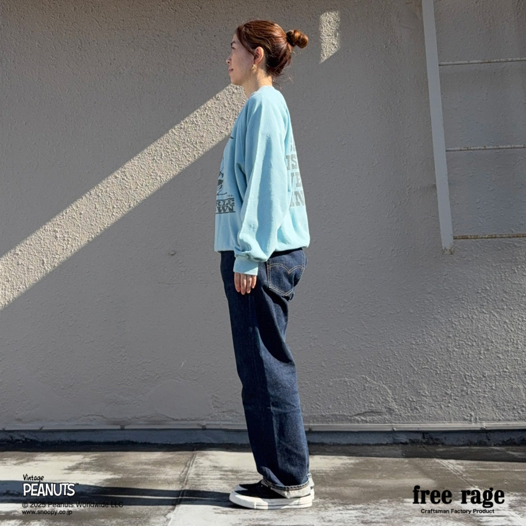 [予約受付中] PEANUTS×free rage  : Charlie Brown ラグランクルースウェット