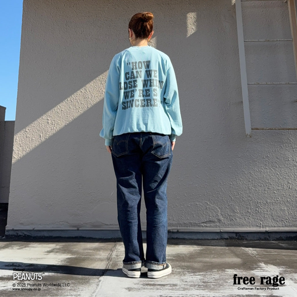 [予約受付中] PEANUTS×free rage  : Charlie Brown ラグランクルースウェット