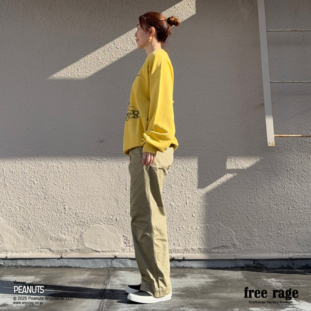 [予約受付中] PEANUTS×free rage  : Charlie Brown ラグランクルースウェット