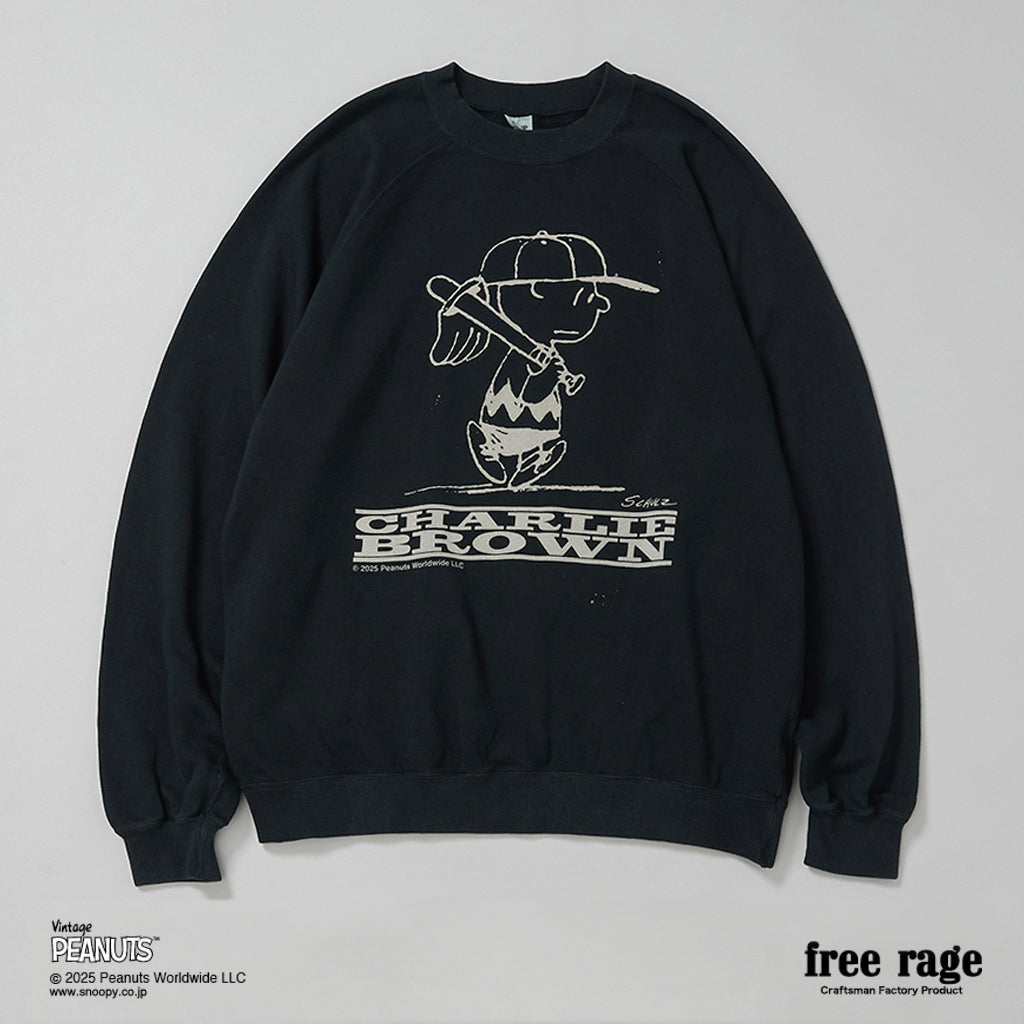 [予約受付中] PEANUTS×free rage  : Charlie Brown ラグランクルースウェット