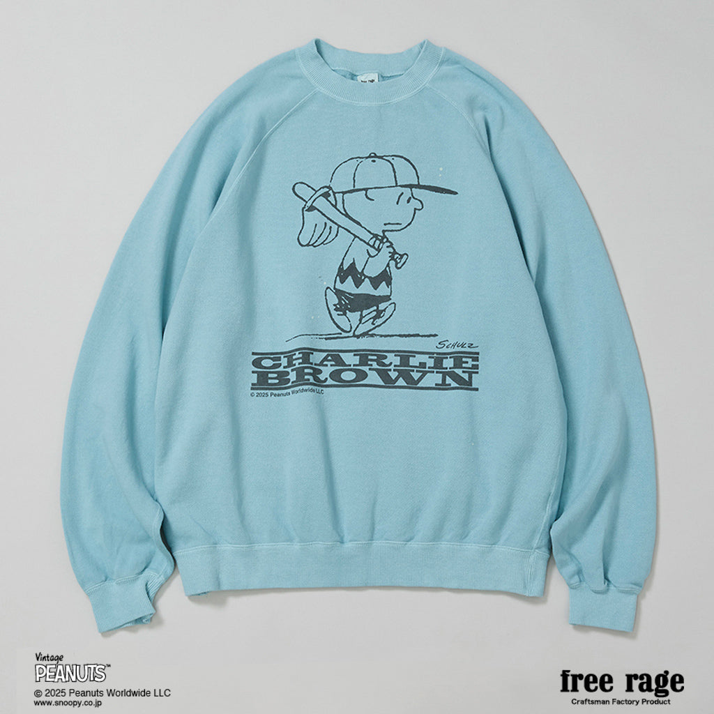 [予約受付中] PEANUTS×free rage  : Charlie Brown ラグランクルースウェット