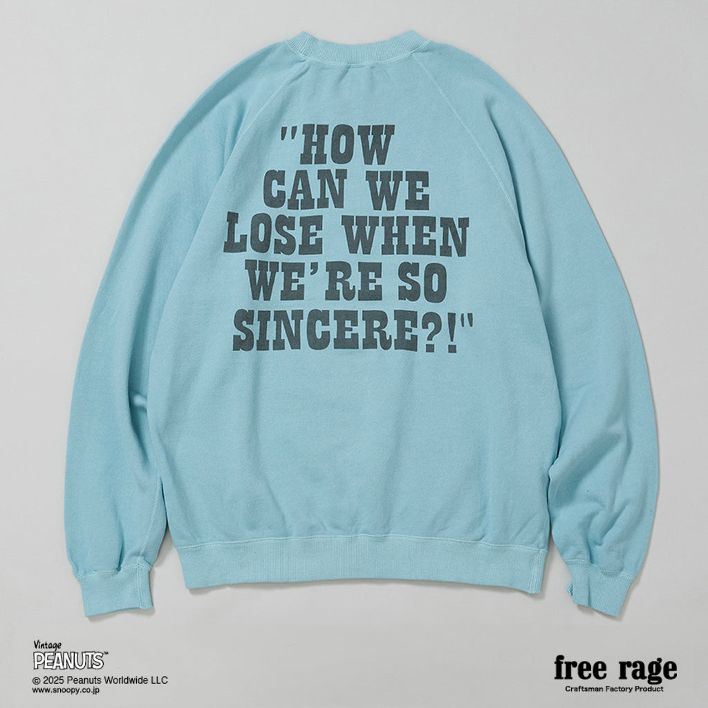 [予約受付中] PEANUTS×free rage  : Charlie Brown ラグランクルースウェット