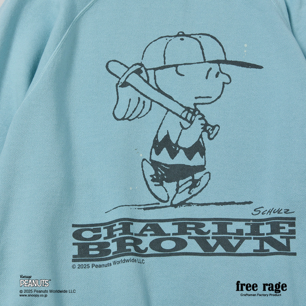 [予約受付中] PEANUTS×free rage  : Charlie Brown ラグランクルースウェット