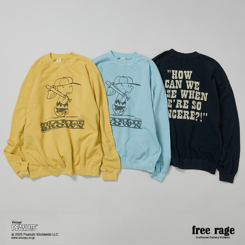 PEANUTS×free rage : Charlie Brown ラグランクルースウェット – Reggieshop