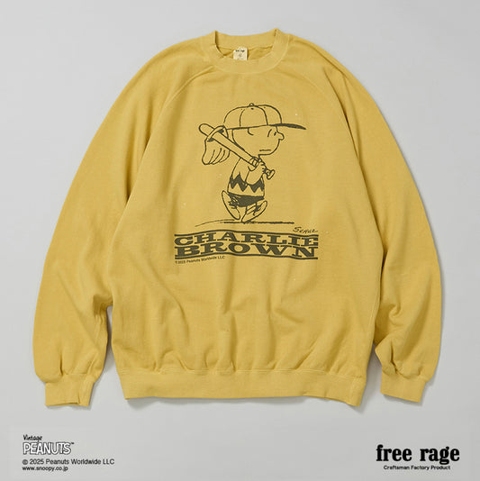 [予約受付中] PEANUTS×free rage  : Charlie Brown ラグランクルースウェット