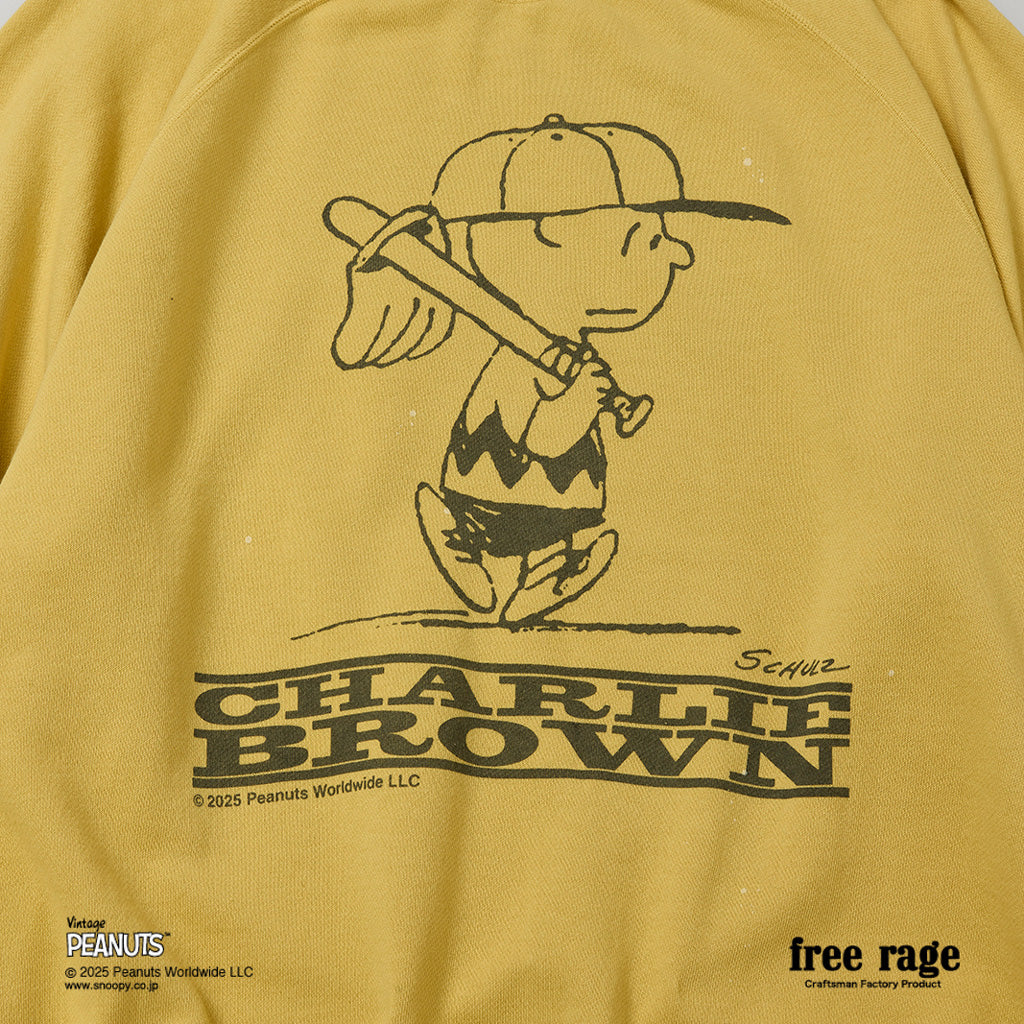 [予約受付中] PEANUTS×free rage  : Charlie Brown ラグランクルースウェット