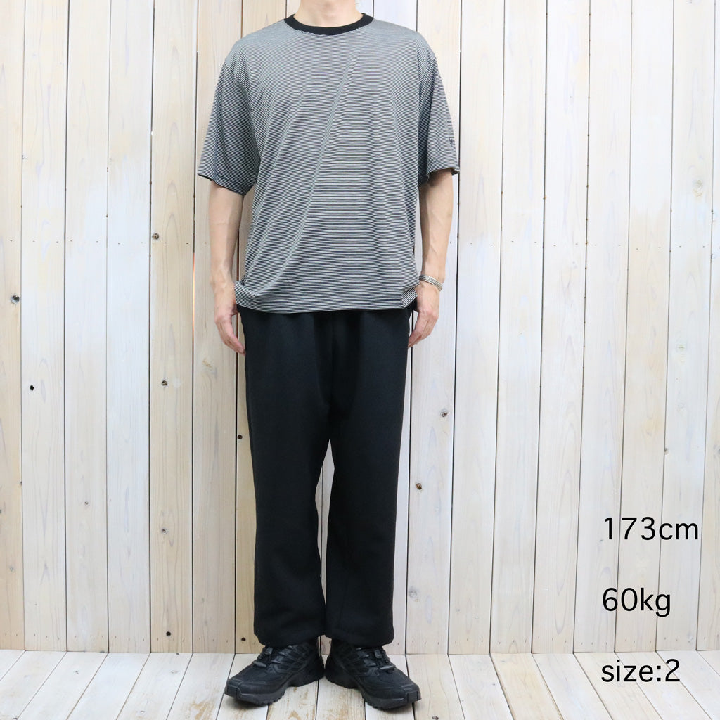 Goldwin : Striped Wool/Lyocell Jersey T-shirt (BLACK)