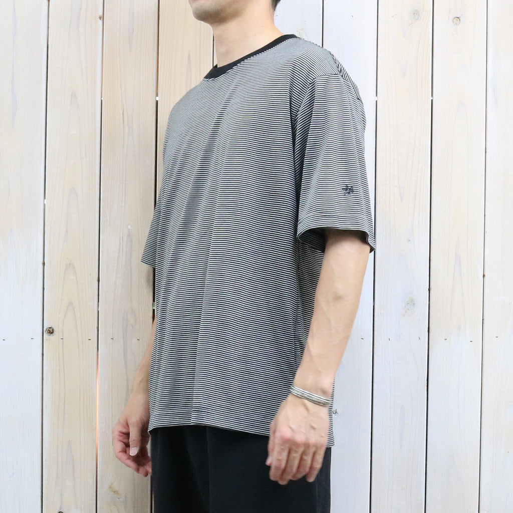 Goldwin : Striped Wool/Lyocell Jersey T-shirt (BLACK)