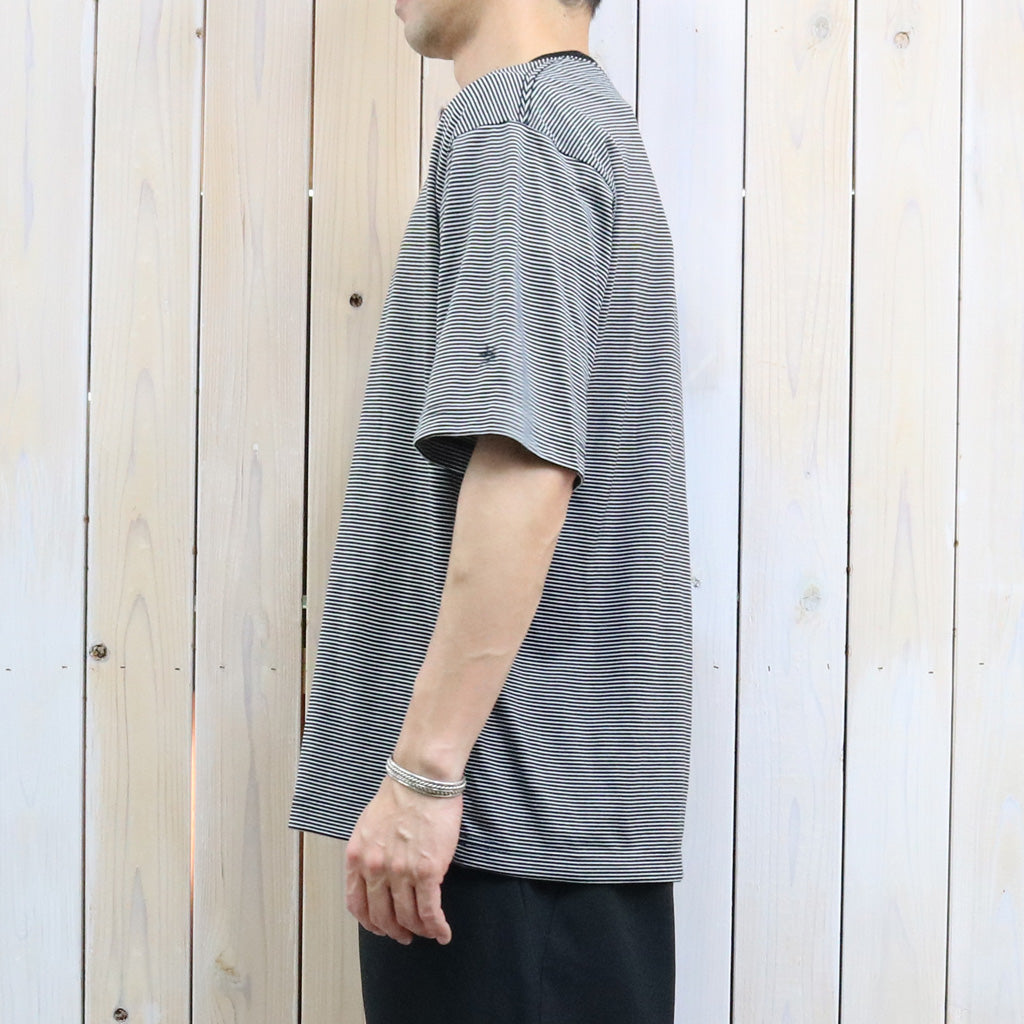 Goldwin : Striped Wool/Lyocell Jersey T-shirt (BLACK)