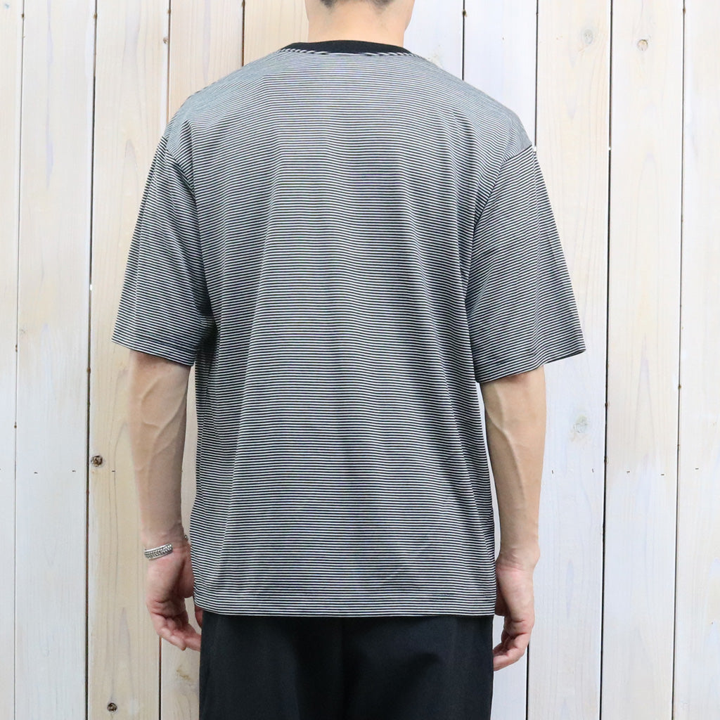 Goldwin : Striped Wool/Lyocell Jersey T-shirt (BLACK)