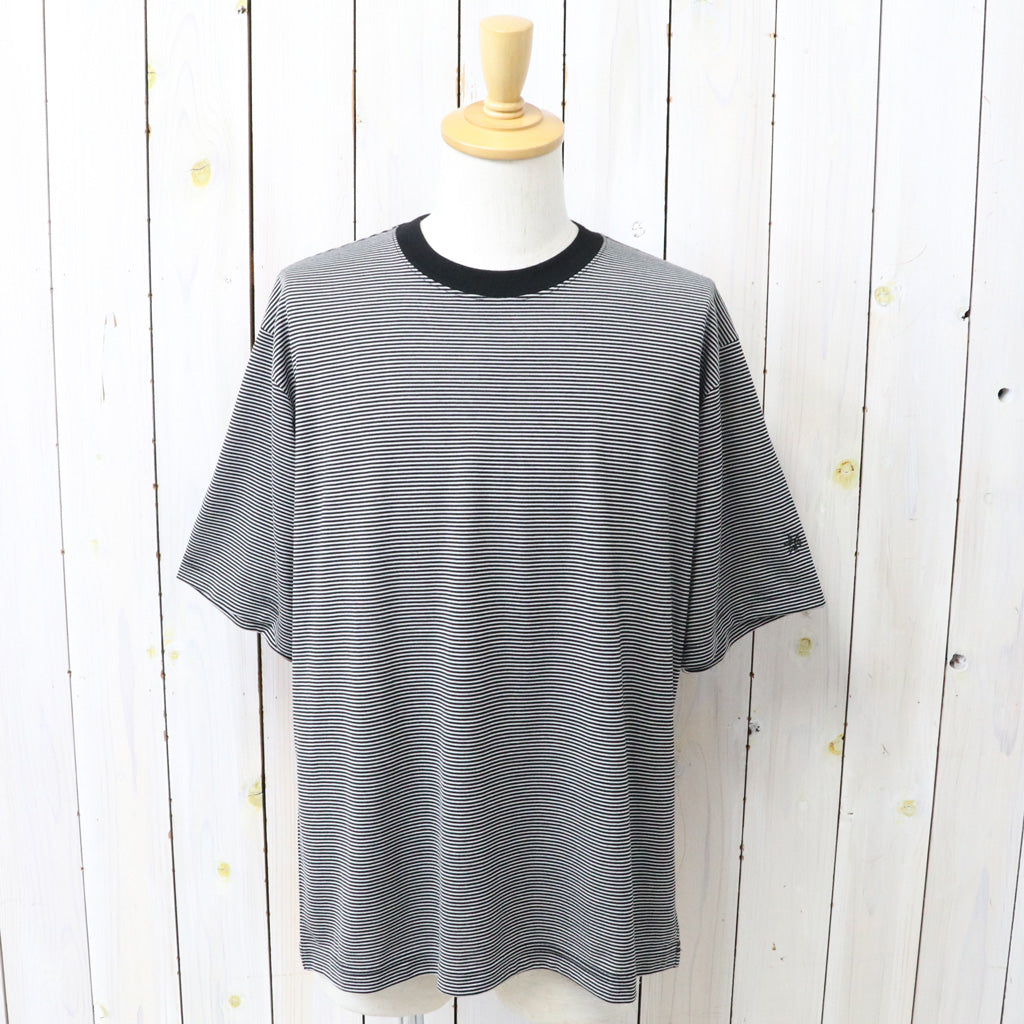 Goldwin : Striped Wool/Lyocell Jersey T-shirt (BLACK)
