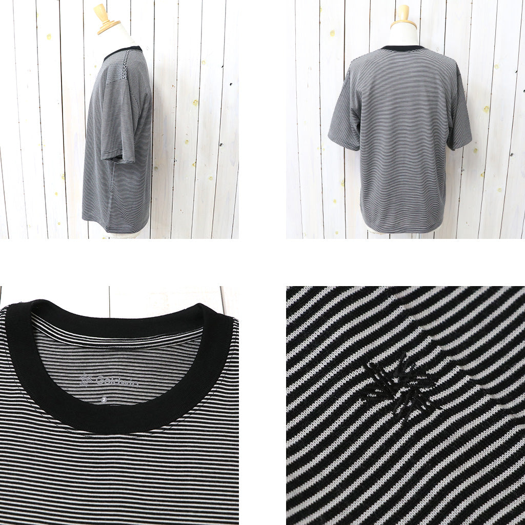 Goldwin : Striped Wool/Lyocell Jersey T-shirt (BLACK)