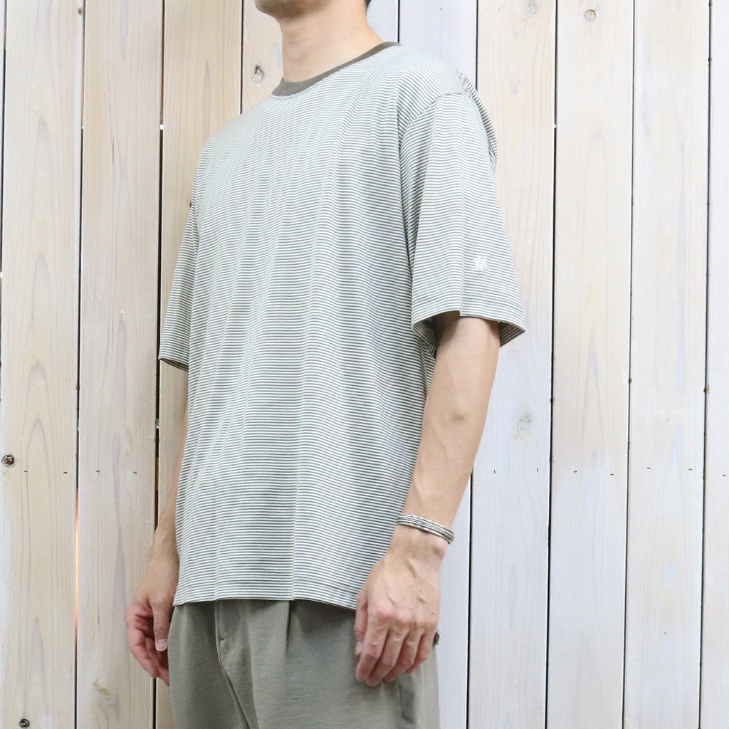 Goldwin : Striped Wool/Lyocell Jersey T-shirt (IVORY)