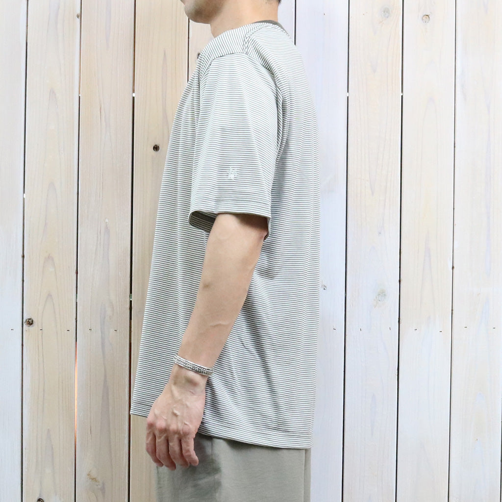 Goldwin : Striped Wool/Lyocell Jersey T-shirt (IVORY)
