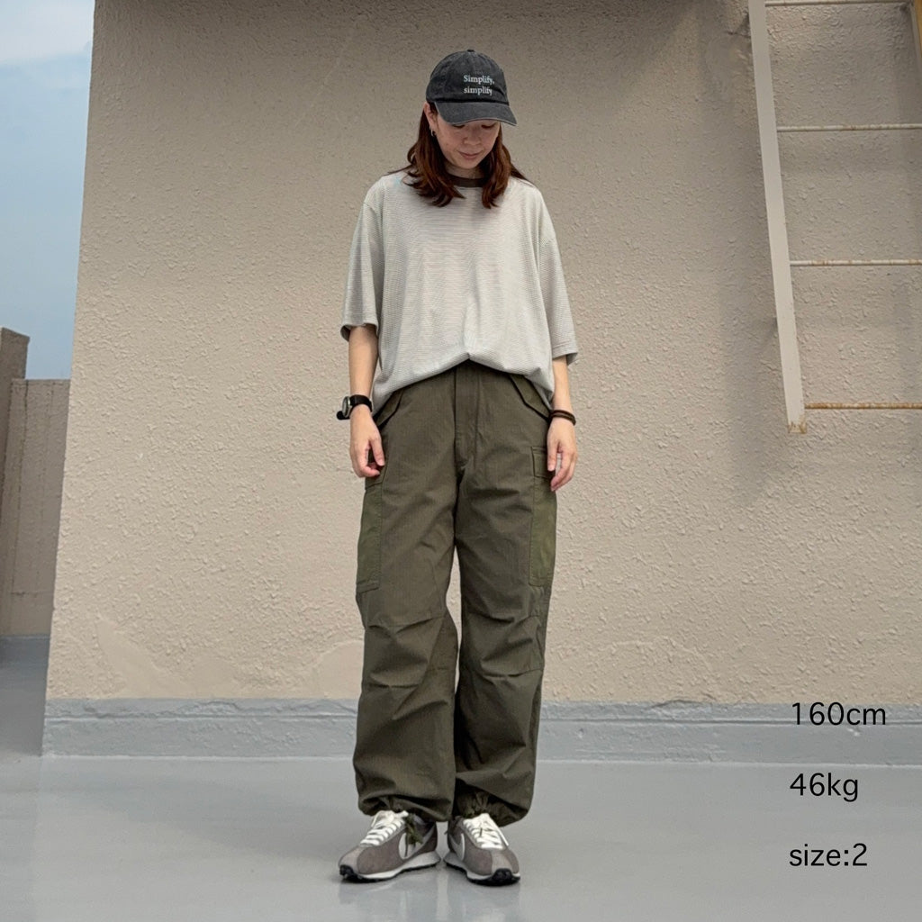Goldwin : Striped Wool/Lyocell Jersey T-shirt (IVORY)