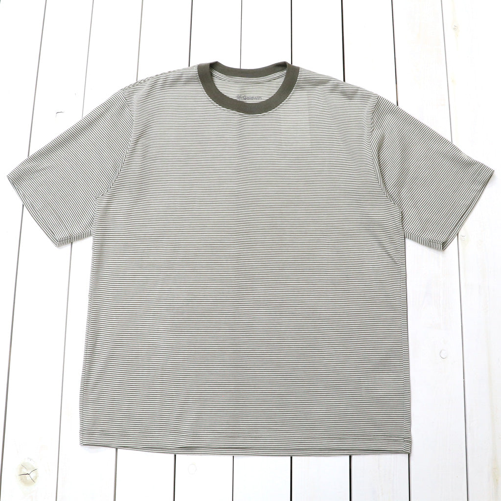Goldwin : Striped Wool/Lyocell Jersey T-shirt (IVORY)