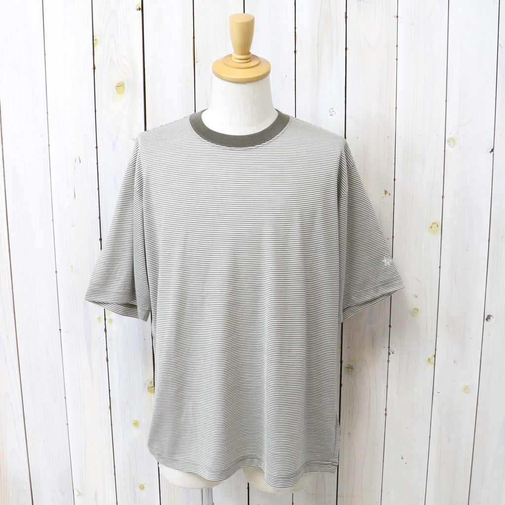 Goldwin : Striped Wool/Lyocell Jersey T-shirt (IVORY)