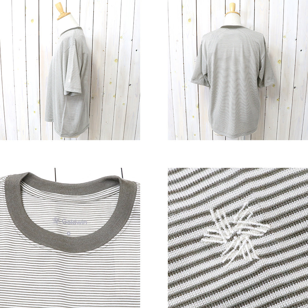 Goldwin : Striped Wool/Lyocell Jersey T-shirt (IVORY)