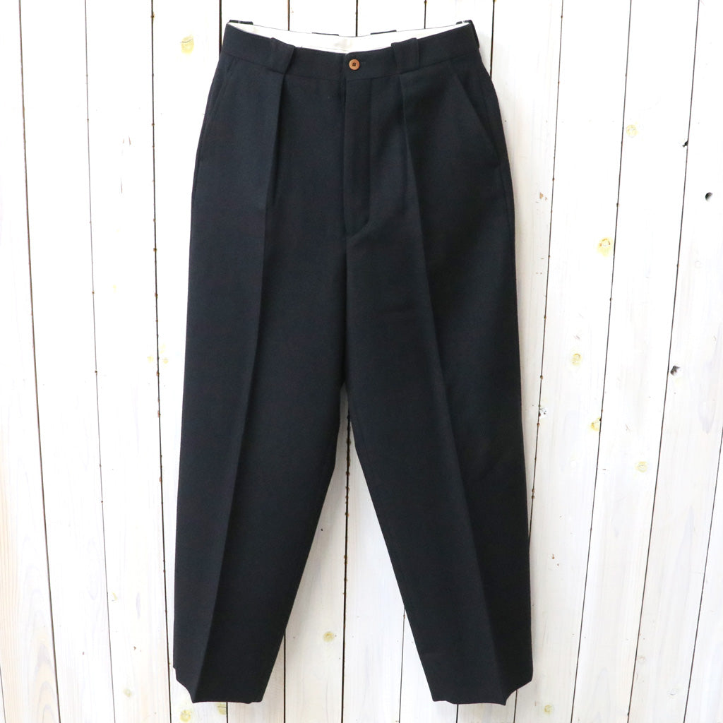 INTÉRIM : 1-TUCK WIDE TAPERED MILITARY TROUSERS (BLACK)