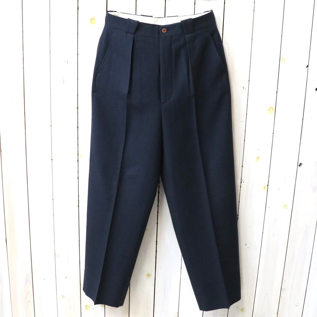 INTÉRIM : 1-TUCK WIDE TAPERED MILITARY TROUSERS (NAVY)