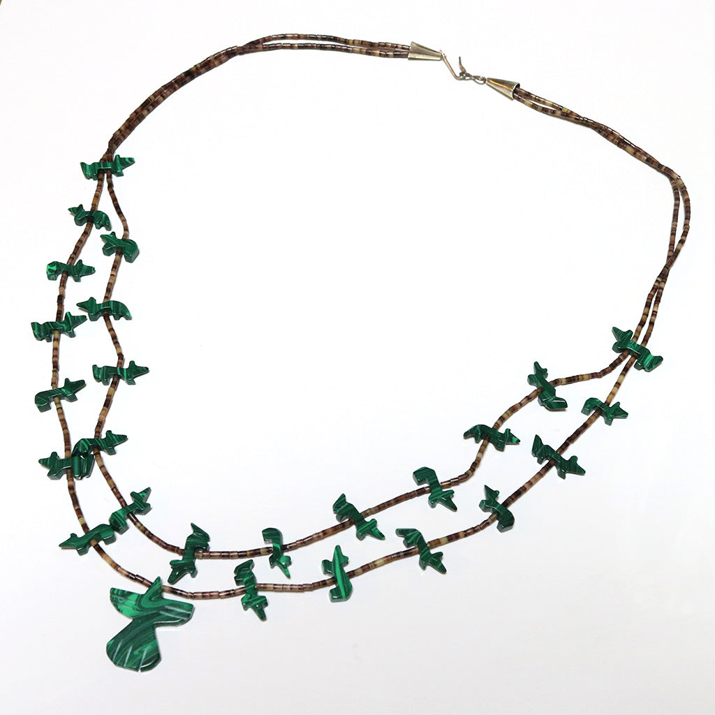 Indian Jewelry : Navajo Artisan Malachitq Necklace(B)