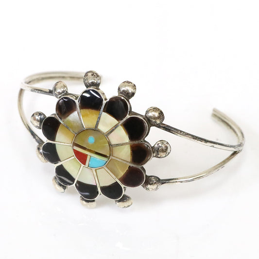 Indian Jewelry : Zuni Paulne Lontose Sunface Bangle