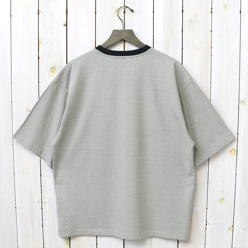 Kaptain Sunshine : Hard Twisted Stripe Jersey S/S Tee (INK BLACK PIN STRIPE)