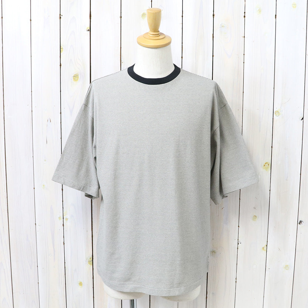 Kaptain Sunshine : Hard Twisted Stripe Jersey S/S Tee (INK BLACK PIN STRIPE)