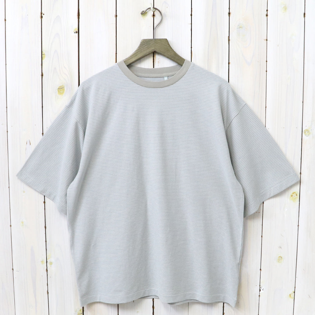 Kaptain Sunshine : Hard Twisted Stripe Jersey S/S Tee (GREY STRIPE)