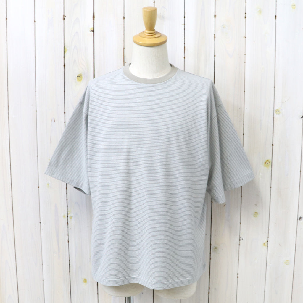 Kaptain Sunshine : Hard Twisted Stripe Jersey S/S Tee (GREY STRIPE)
