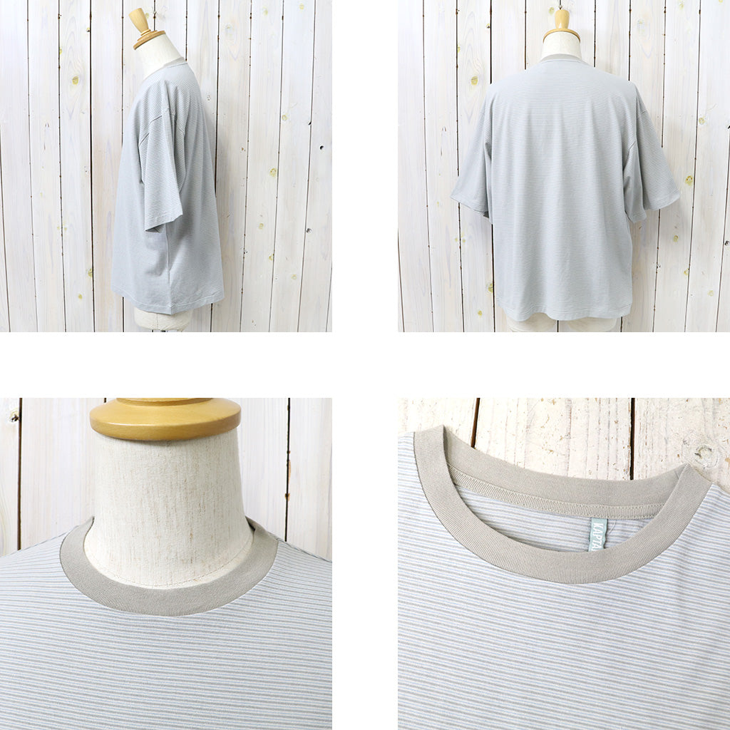 Kaptain Sunshine : Hard Twisted Stripe Jersey S/S Tee (GREY STRIPE)