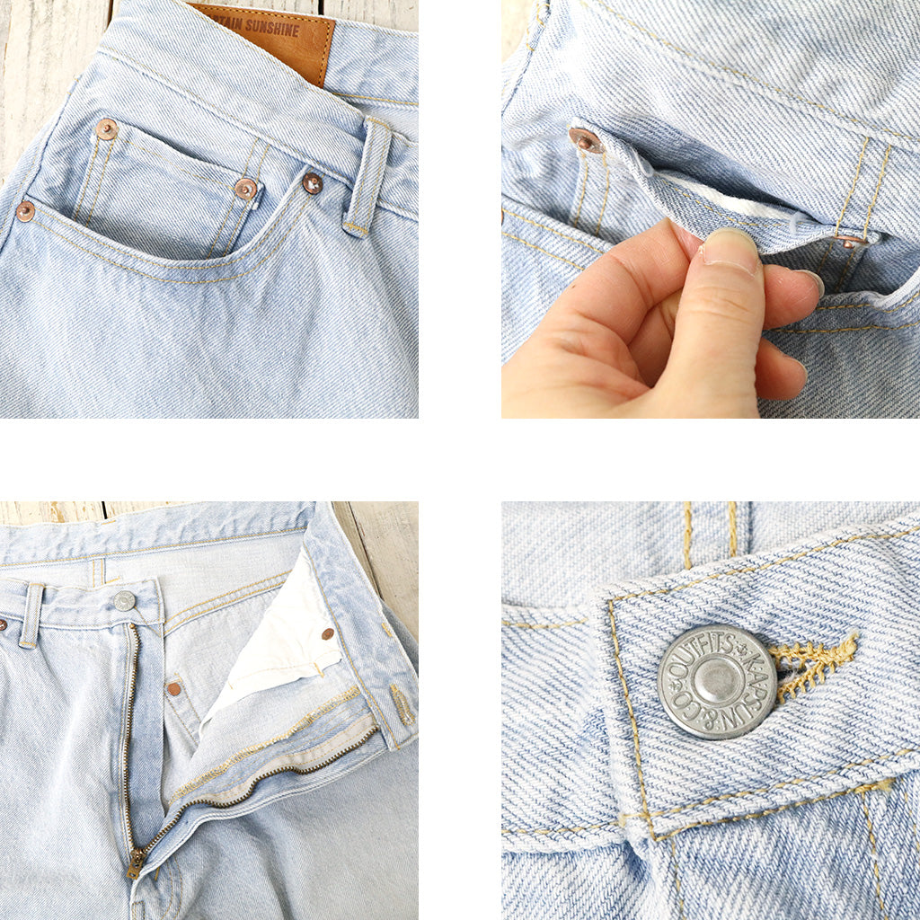 Kaptain Sunshine : 5P Zipper Front Denim Pants (INDIGO ICE WASH)